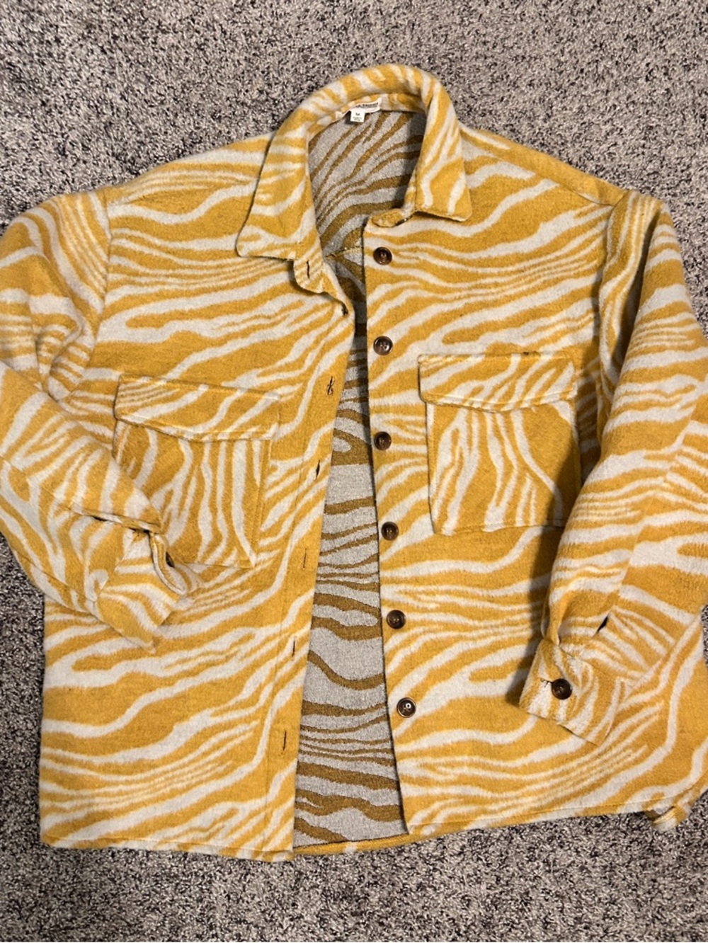 Yellow Zebra Print Button-Up Shacket